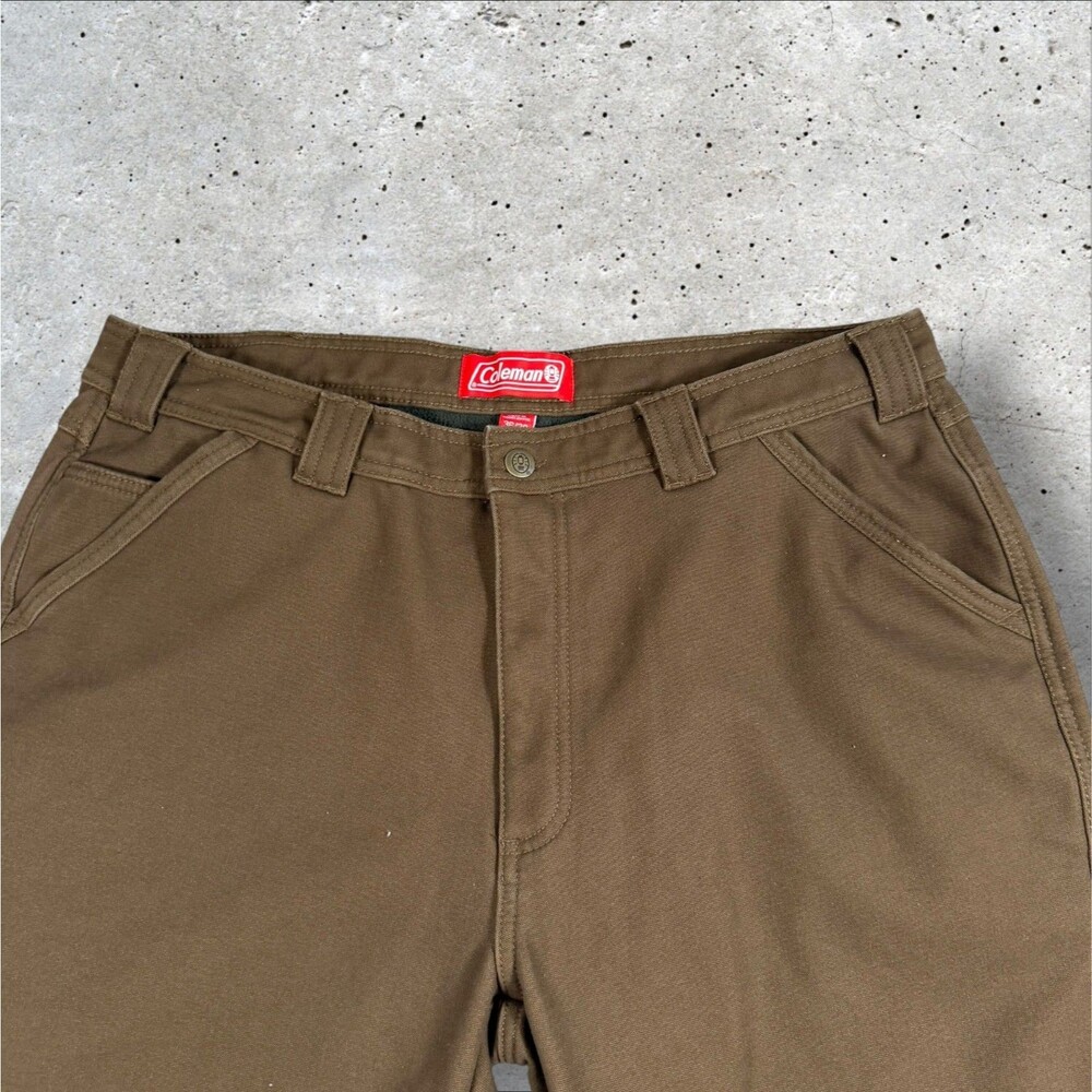 Coleman Men's Fleece Lined Carpenter Pants 36x30 Brown Canvas Work Utility Pant - Picture 5 of 8
